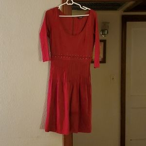 Perfect Deep Red 3/4 Fall Dress By eShakti